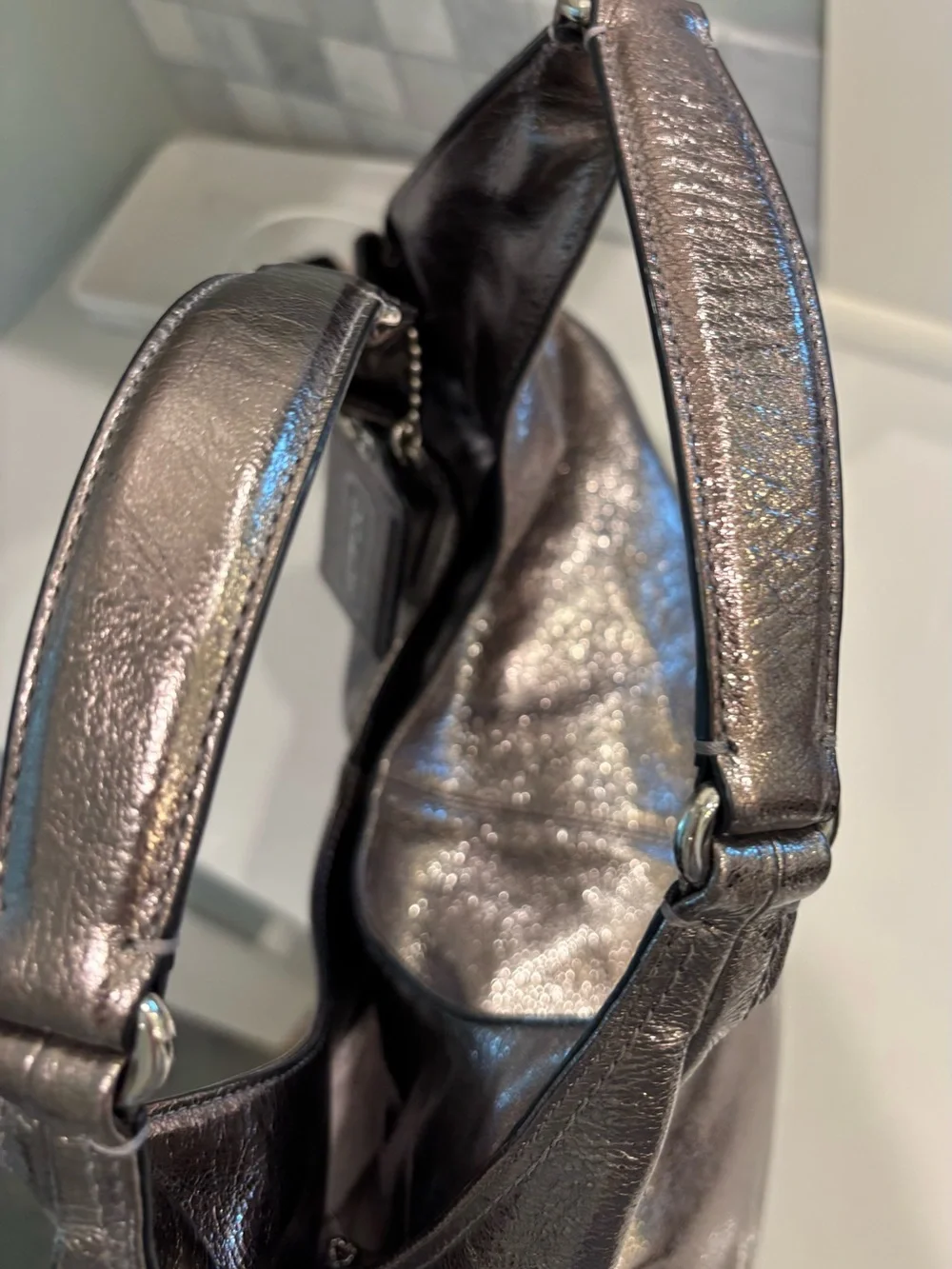 Coach Julia Metallic Leather Hobo Bag